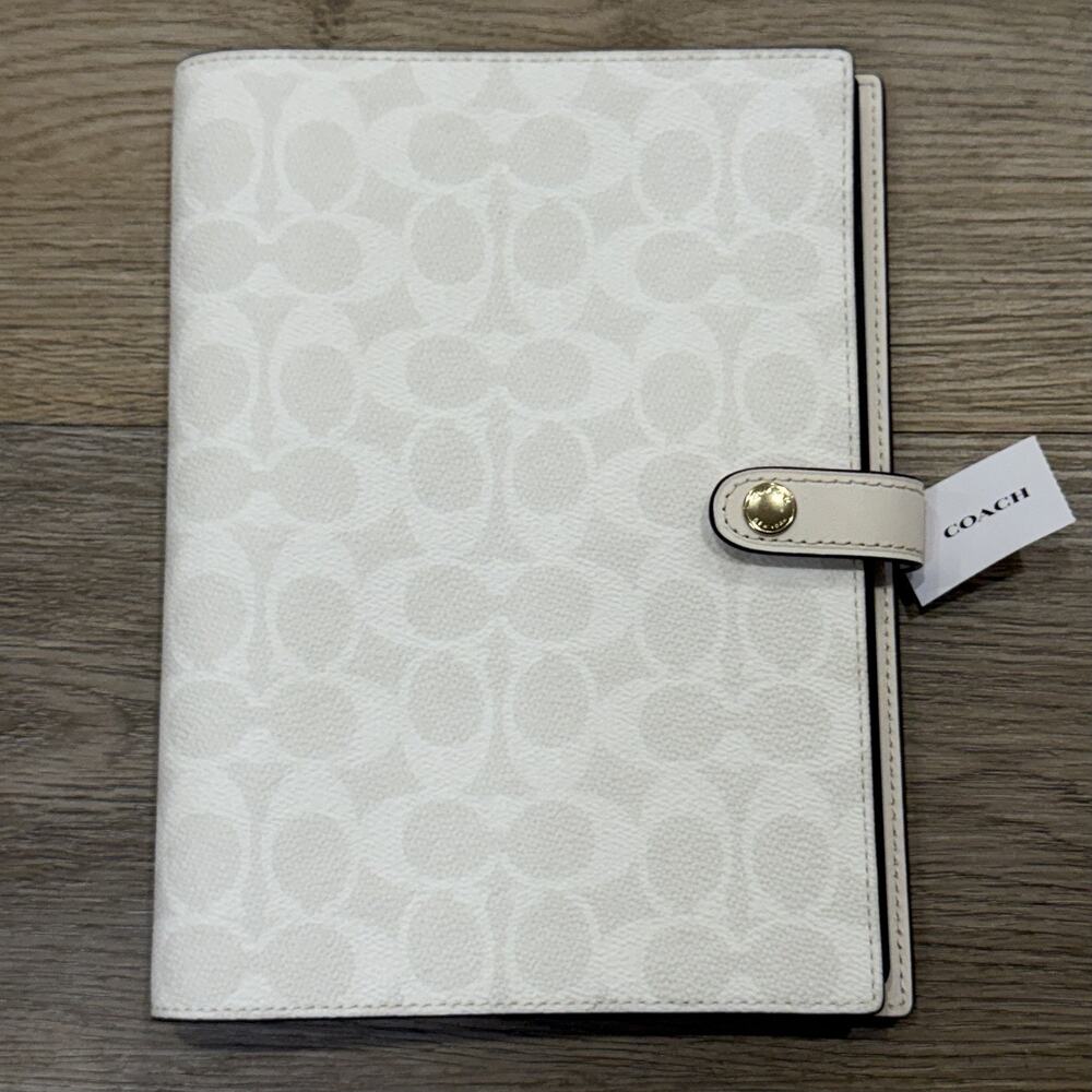 NWT Coach Notebook in Signature Canvas In Chalk/White Office College